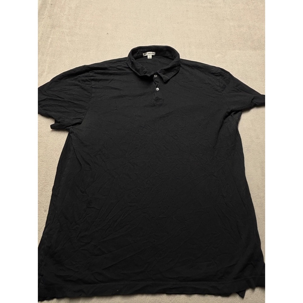 James Perse Standard Mens Black Short Sleeve Jersey Polo Shirt Size 4 USA Made